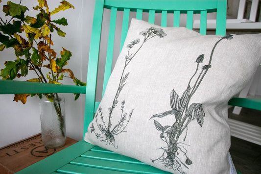 ‘Cuckooflower & Ribwort Plantain’ Linen & Cotton mix Cushion