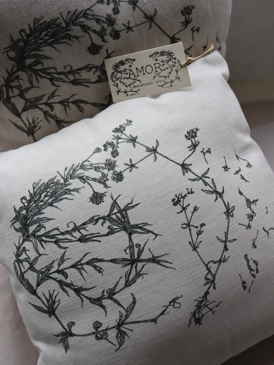 ‘Lesser Stitchworth & Heath Bedstraw’ Irish Linen Cushion