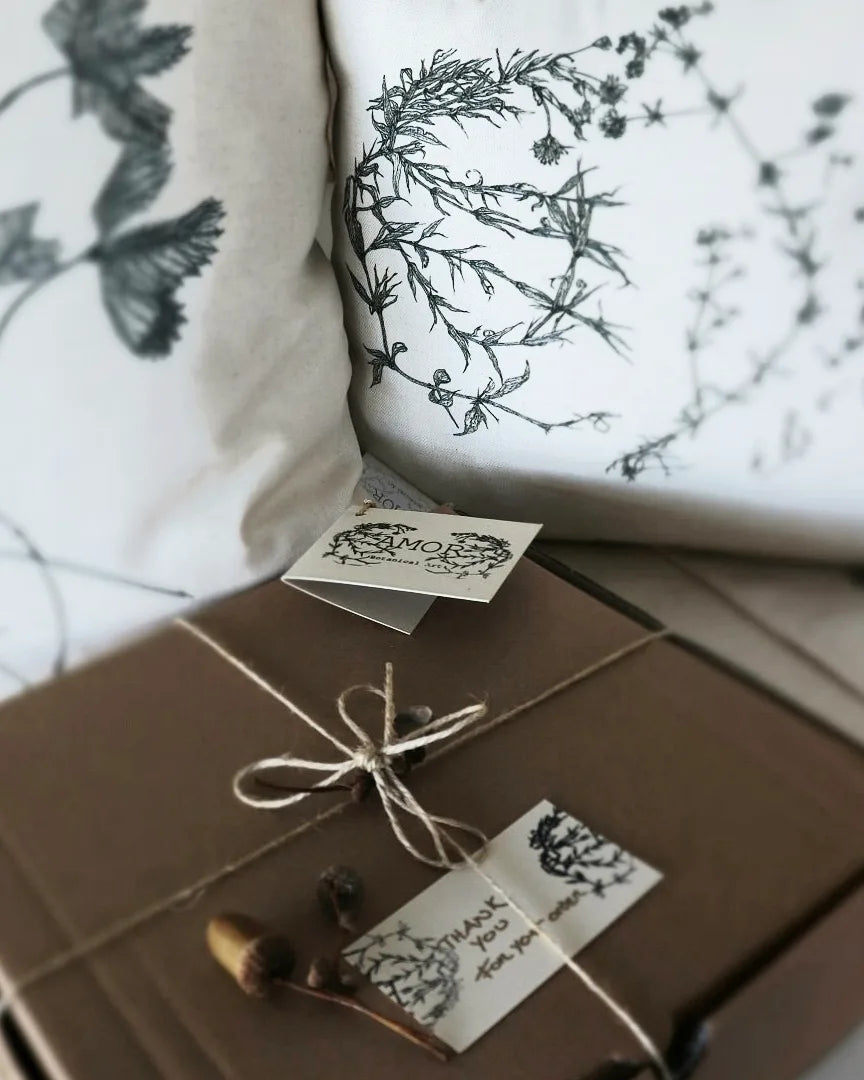 ‘Lesser Stitchworth & Heath Bedstraw’ Irish Linen Cushion