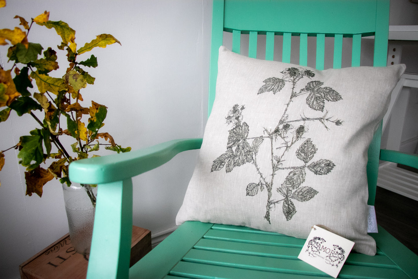 'Bramble' Irish Linen Cushion/Cover from Amor Botanical Art Leitrim